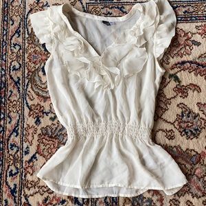 H&M Divided Cream Ruffle Blouse (Size 2)